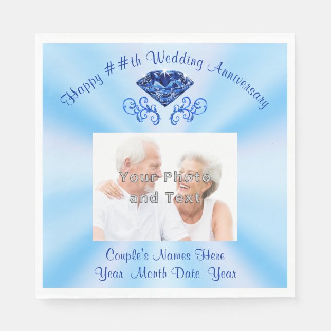 Foto 65. Hochzeit Jubiläum Napkins, Saphir Serviette (Vorderseite)