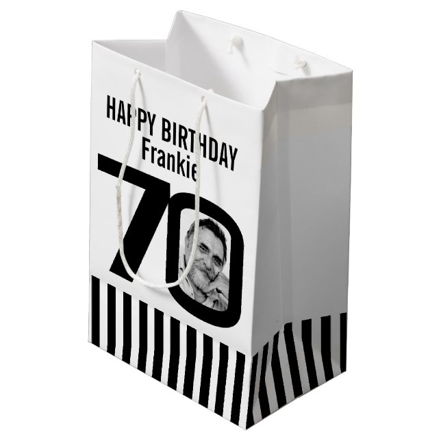 Foto 70 in der 0 Schwarz-weißen Mittlere Geschenktüte (Rückseite Schrägansicht)