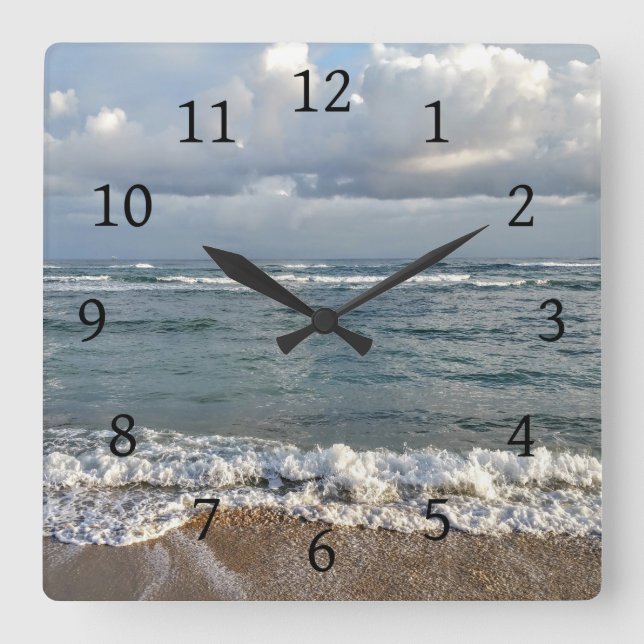Foto 9 Ocean Sea Beach Quadratische Wanduhr (Vorderseite)
