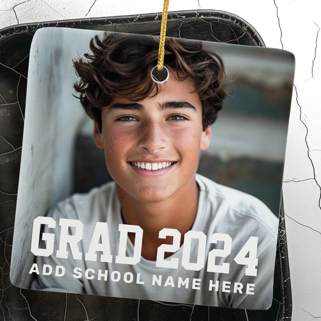 Foto Abitur Jahrname oder Abschluss Keramikornament (Photo grad class of year name or school graduation ceramic ornament)