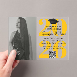 Foto Abschluss 2025 Party qr orangegelber Code Acryleinladungen