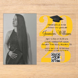 Foto Abschluss 2025 Party qr orangegelber Code Acryleinladungen