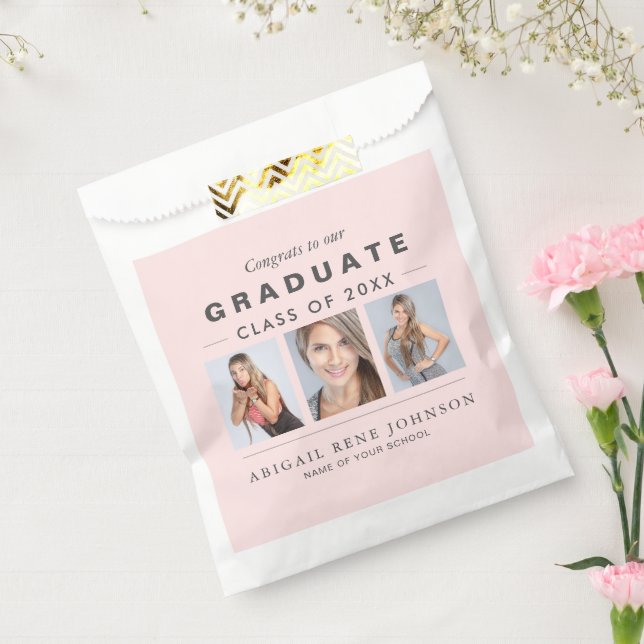 Foto Abschluss Collage Graduate Light Pink Geschenktütchen (Versiegelt)