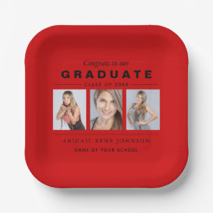 Foto Abschluss Collage Graduate Red Black Pappteller