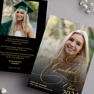 Foto-Abschluss für Schwarz-Gold-Graduierte Ankündigung