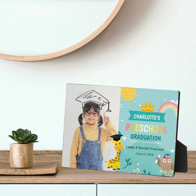 Foto-Abschluss für tierische Kinder Keepake Fotoplatte (Animal Kid Preschool Photo Graduation Keepsake Plaque)