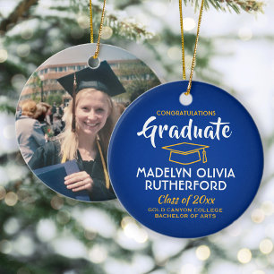 Foto Abschluss Glückwunschs Royal Blue Gold Yellow Keramik Ornament