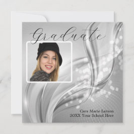 Foto Abschluss Luxus Silver Metallic Einladung