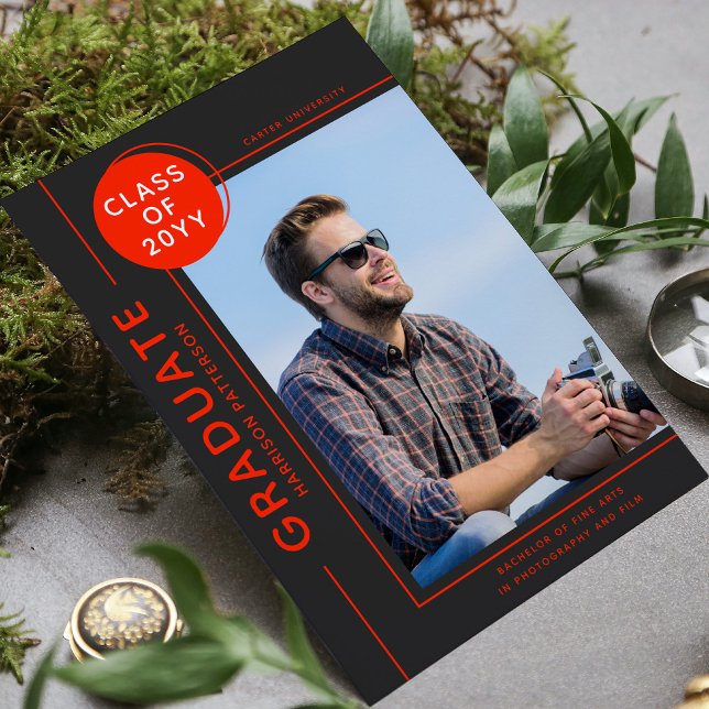 Foto Abschluss Modernes Script Rot Grau (Von Creator hochgeladen)