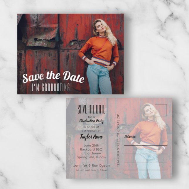 Foto Abschluss Save the Date Postkarte (Von Creator hochgeladen)