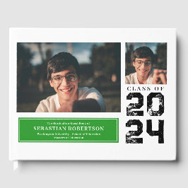 Foto Abschluss School Green und White Guest Book Gästebuch