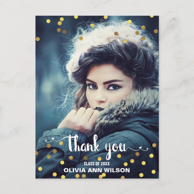 Foto Abschluss Vielen Dank Imitats Gold Foil Confe Postkarte (Vorderseite)