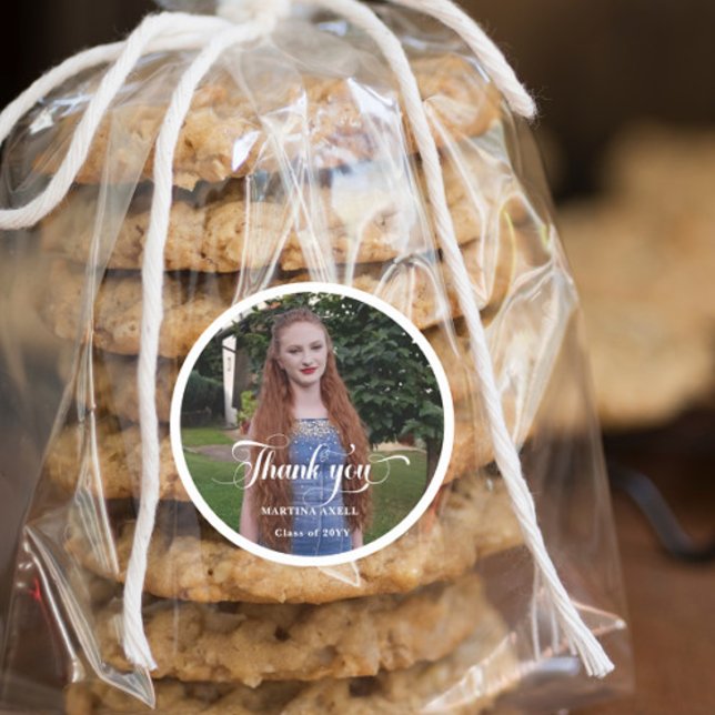 Foto Abschluss Vielen Dank Runder Aufkleber (Von Creator hochgeladen)