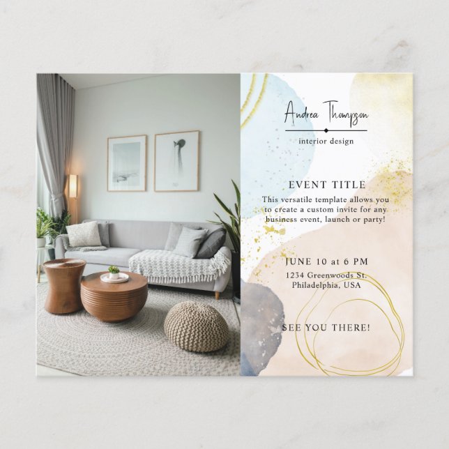 Foto Abstrakte Wasserfarben Formen GoId Foil Flyer (Vorne)