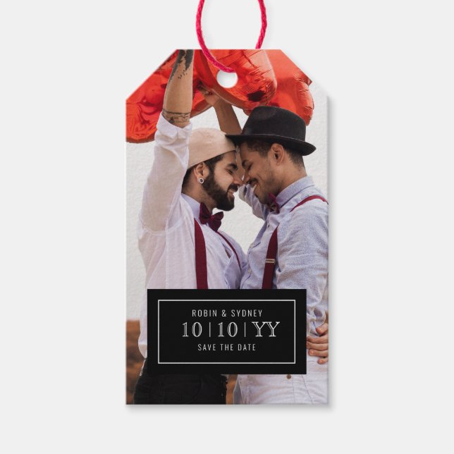 Foto Abzeichen | SAVE THE DATE | Geschenkmarke Geschenkanhänger (Vorderseite)