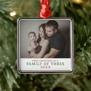 Foto als Familie von drei Jahren Ornament Aus Metall