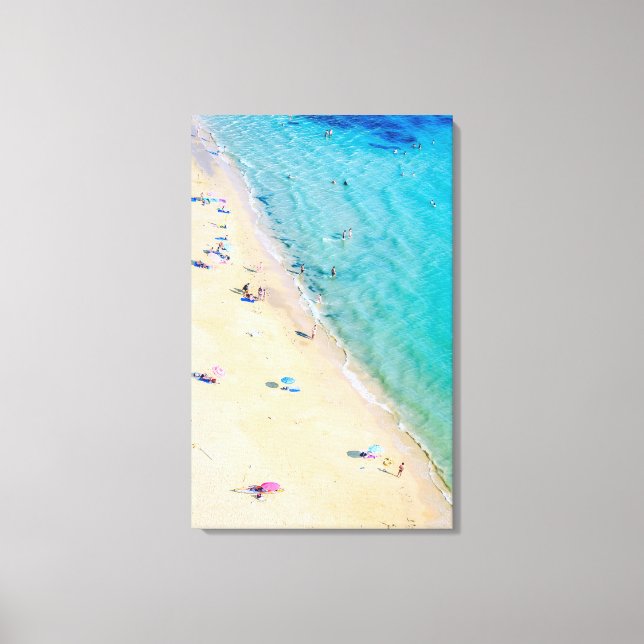 Foto am Strand, Vertikale Leinwand Türkis (Vorderseite)