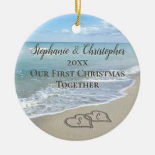 Foto an Back First Christmas Together Beach Keramik Ornament
