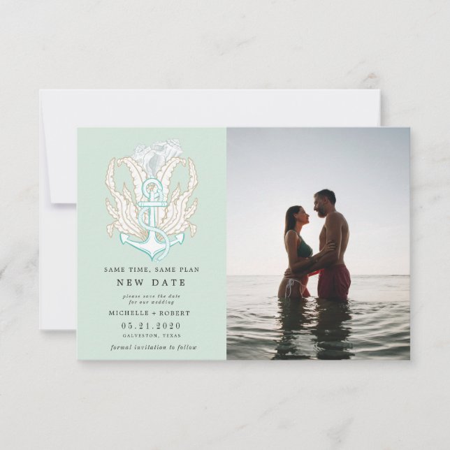 Foto an der Küste Ändern Sie das Datum Einladung (Vorderseite)