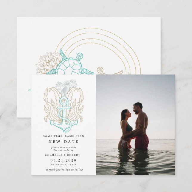 Foto an der Küste Ändern Sie das Datum Einladung (Vorne/Hinten)