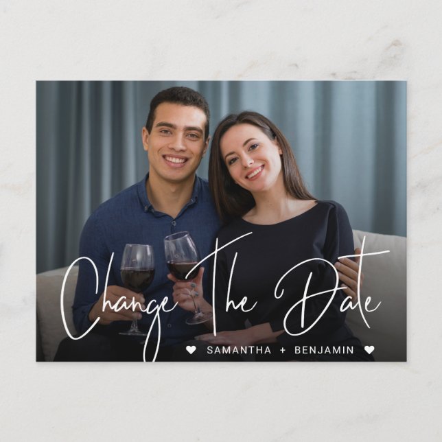 Foto ändert die Ankündigung der Hochzeit Postkarte (Vorderseite)