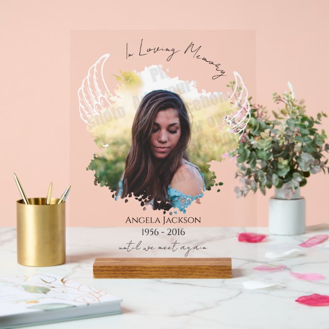 Foto "Angel Wings Memorial" löschen Acrylschild (Hochzeit)