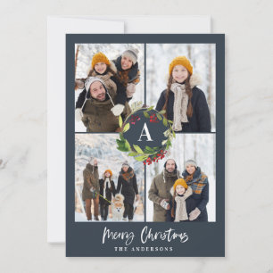 Foto Aquarellblumen + Weihnachtsfeiertagen Feiertagskarte