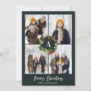 Foto Aquarellblumen + Weihnachtsfeiertagen Feiertagskarte