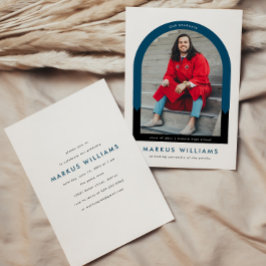 Foto Arch Navy Blue Simple Graduation Party Einladung