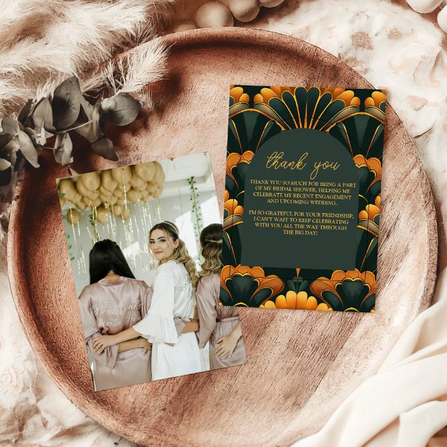 Foto Art Deco Roaring 20er Brautparty Dankeskarte (Von Creator hochgeladen)