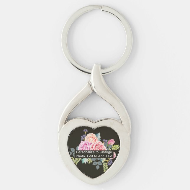 Foto Art Name Monogram Quote Heart Shaped Schlüsselanhänger (Vorderseite)