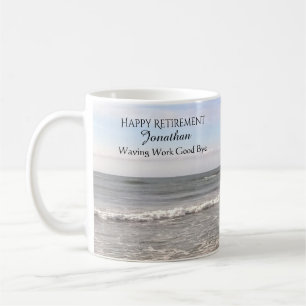 Foto atlantischer Ozeanwellen glückliche Ruhestand Kaffeetasse