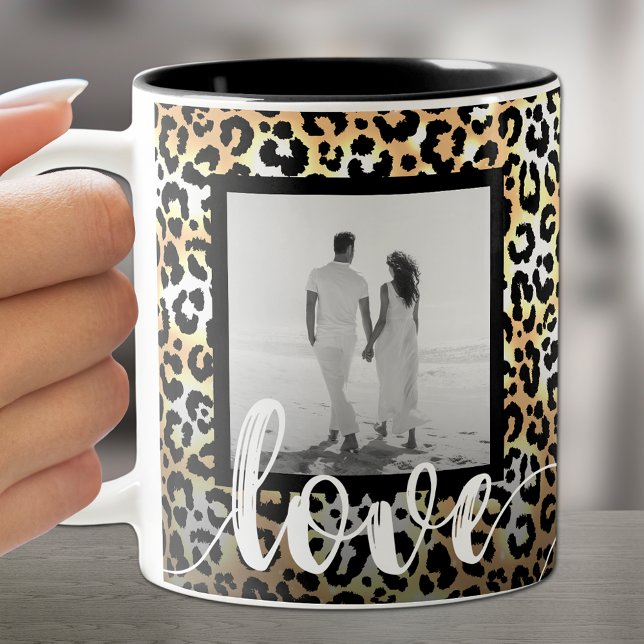 Foto auf der Liebe Leopard Print Zweifarbige Tasse (Von Creator hochgeladen)