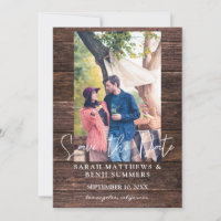 Foto auf Holz B Rustikal Save the Date - Vertikal