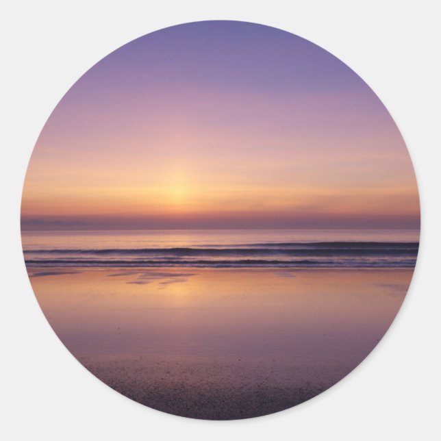 Foto-Aufkleber für den Sonnenaufgang am Ozean Runder Aufkleber (Vorderseite)