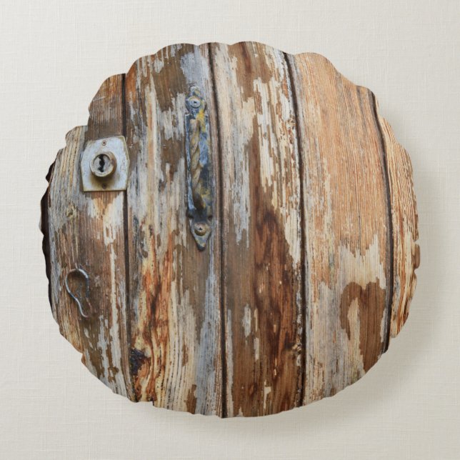 Foto aus braunem Holz Rundes Kissen (Vorderseite)