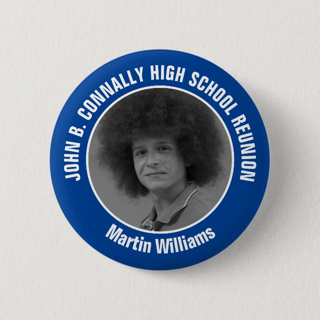 Foto aus dem Jahrbuch zum blauen High-School-Treff Button (Vorderseite)
