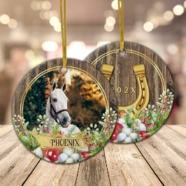 Foto aus Pferdeholz - Rahmen Weihnachten Keramik Ornament