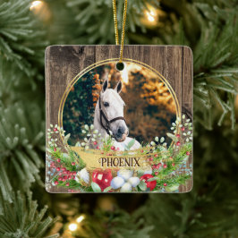 Foto aus Pferdeholz - Rahmen Weihnachten Keramikornament