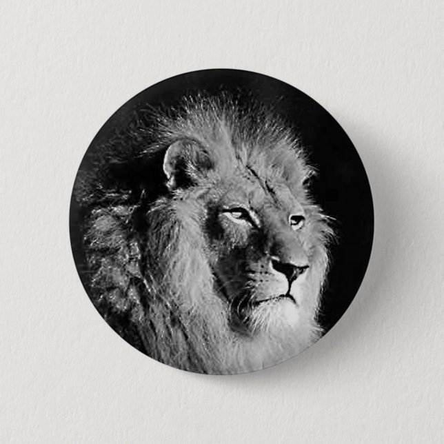 Foto aus schwarzem und weißem Lion Button (Vorderseite)