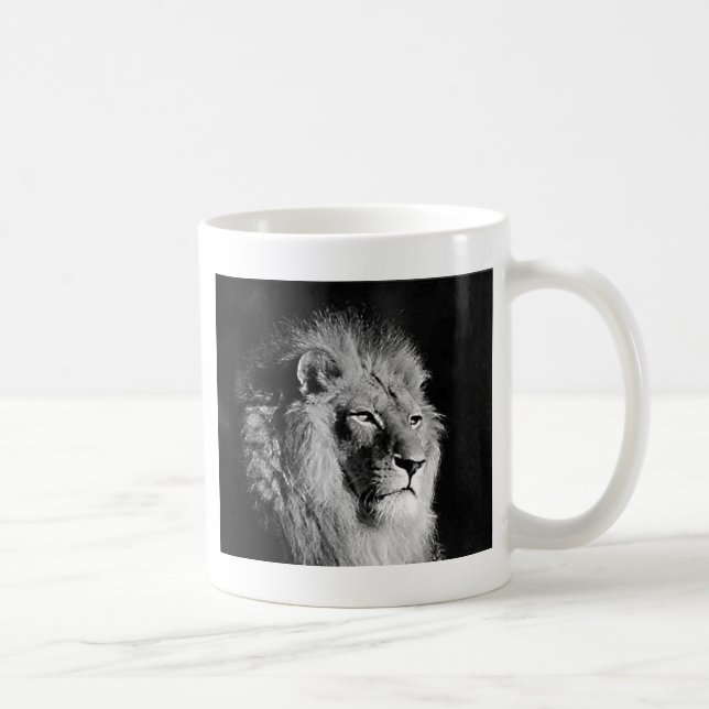 Foto aus schwarzem und weißem Lion Kaffeetasse (Rechts)