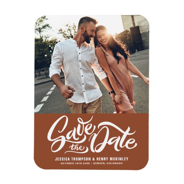 Foto aus Terracotta Save the Date Magnet (Vertikal)