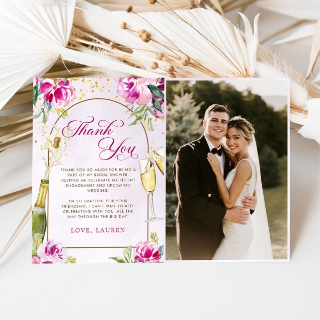 Foto aus Weinglas Brautparty Dankeskarte (Von Creator hochgeladen)