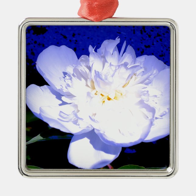 Foto aus weißem und lila Peony Silbernes Ornament (Vorne)