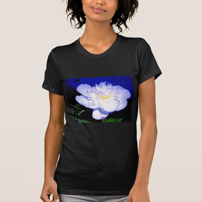 Foto aus weißem und lila Peony T-Shirt (Vorderseite)