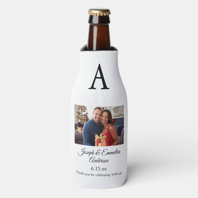 Foto aus weißer Gastgeschenk Hochzeit Cooler Flaschenkühler (Flaschenvorderseite)