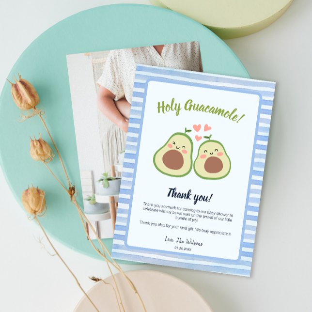 Foto Avocado Baby Dusche Party Danke Karte (Photo Avocado Baby Shower Party Thank You Card)