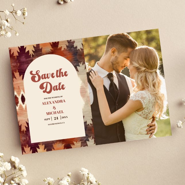 Foto Aztec Tribal Brown Ethnic Western Wedding Save The Date (Von Creator hochgeladen)