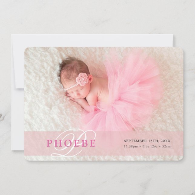 FOTO BABY Ankündigung erste Overlay-Girl rosa (Vorderseite)
