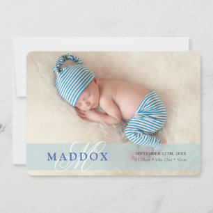 FOTO BABY ANNOUNCEMENT Erstübersetzung Junge blau Ankündigung